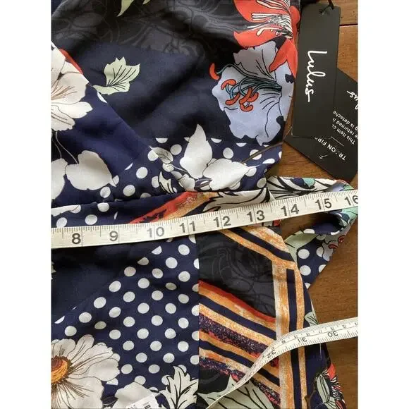 Lulus‎ Women’s Navy Floral Print Maxi Dress Sz S New Short Sleeve Garden Party ￼ - Picture 13 of 14